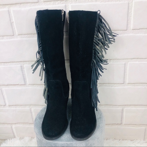 Reba Cowgirly Distressed Suede Fringe Mid Calf - Picture 4 of 8